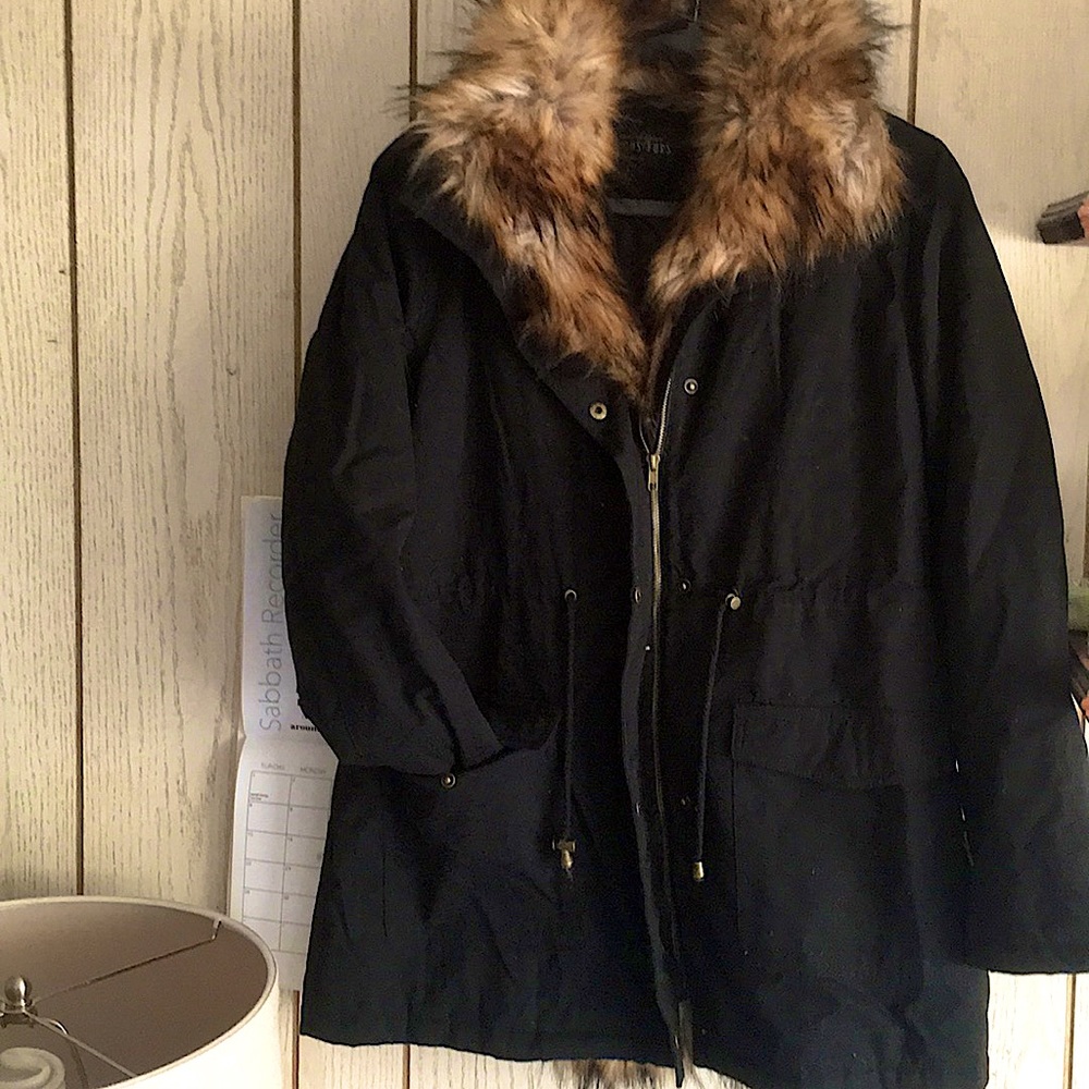 Coat black with 100% Faux